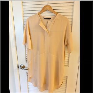 Zara slip dress size M high-low 4 button nude